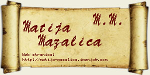 Matija Mazalica vizit kartica